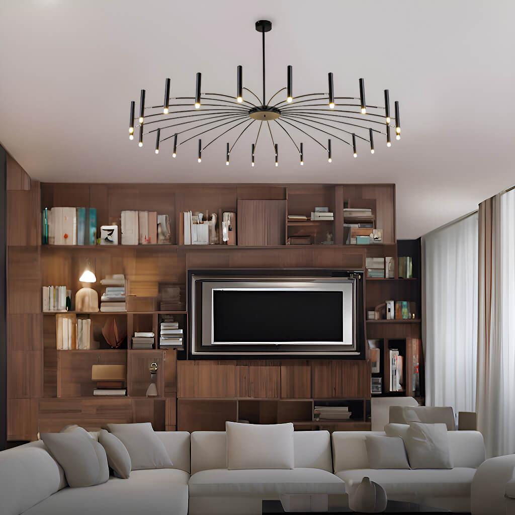 Modern Black Wagon Wheel Hanging Led Ceiling Chandeliers