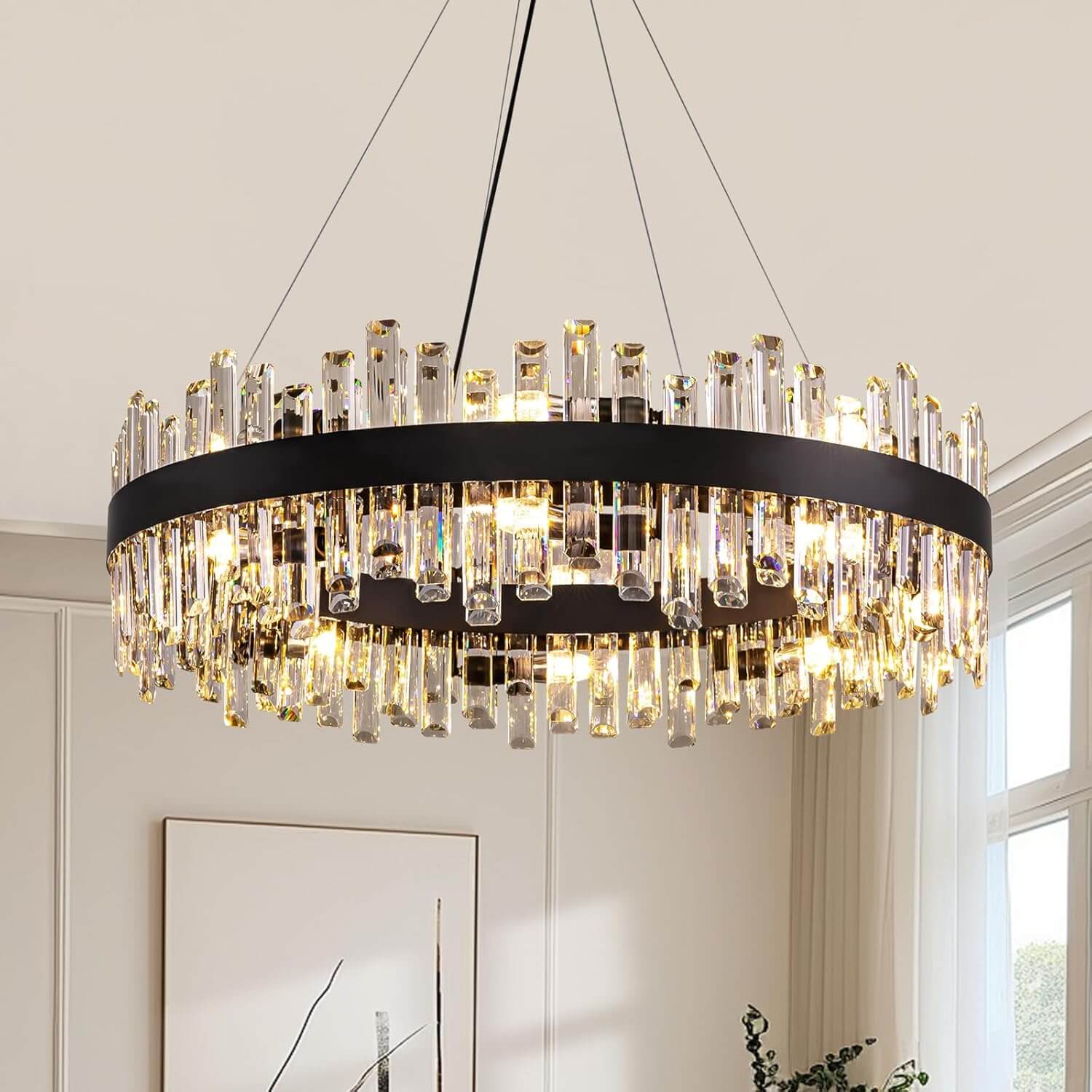 Aurum Modern Black Crystal Chandelier