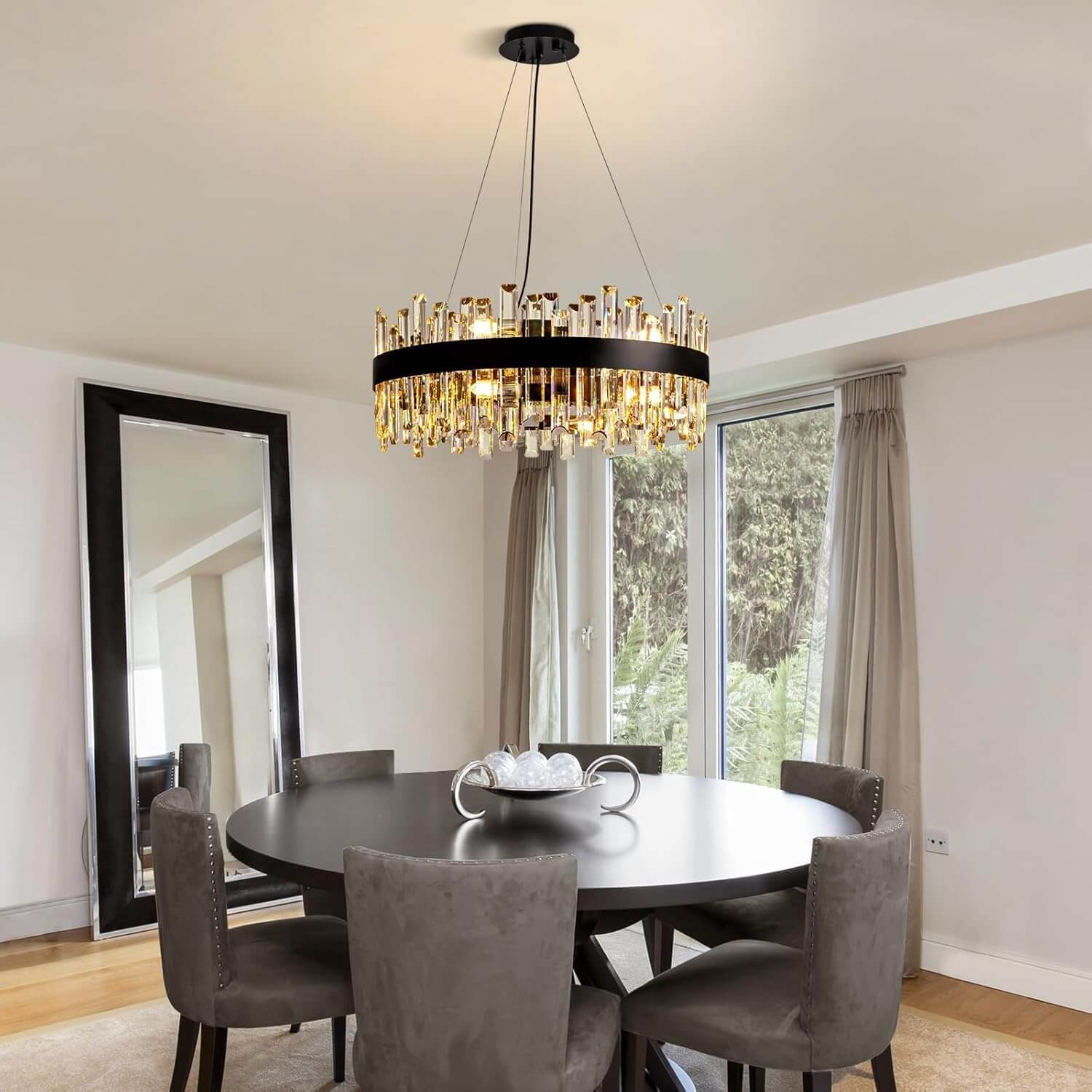 Aurum Modern Black Crystal Chandelier