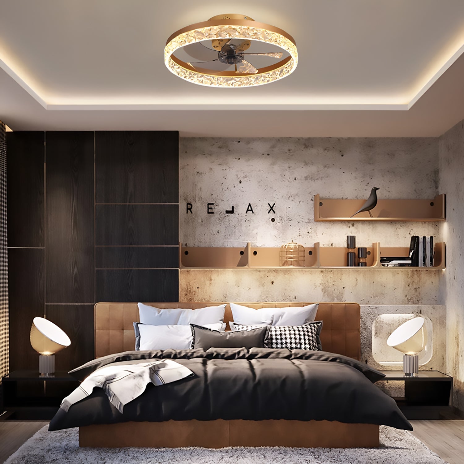 Circular Ceiling Fan Light Modern And Simple Creative Embedded Integrated