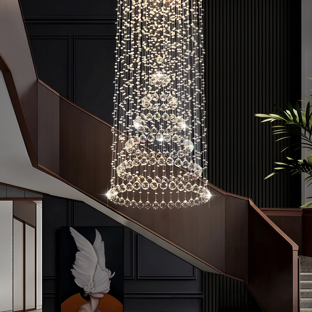 Contemporary Luxury Round Design Raindrop Crystal Chandelier