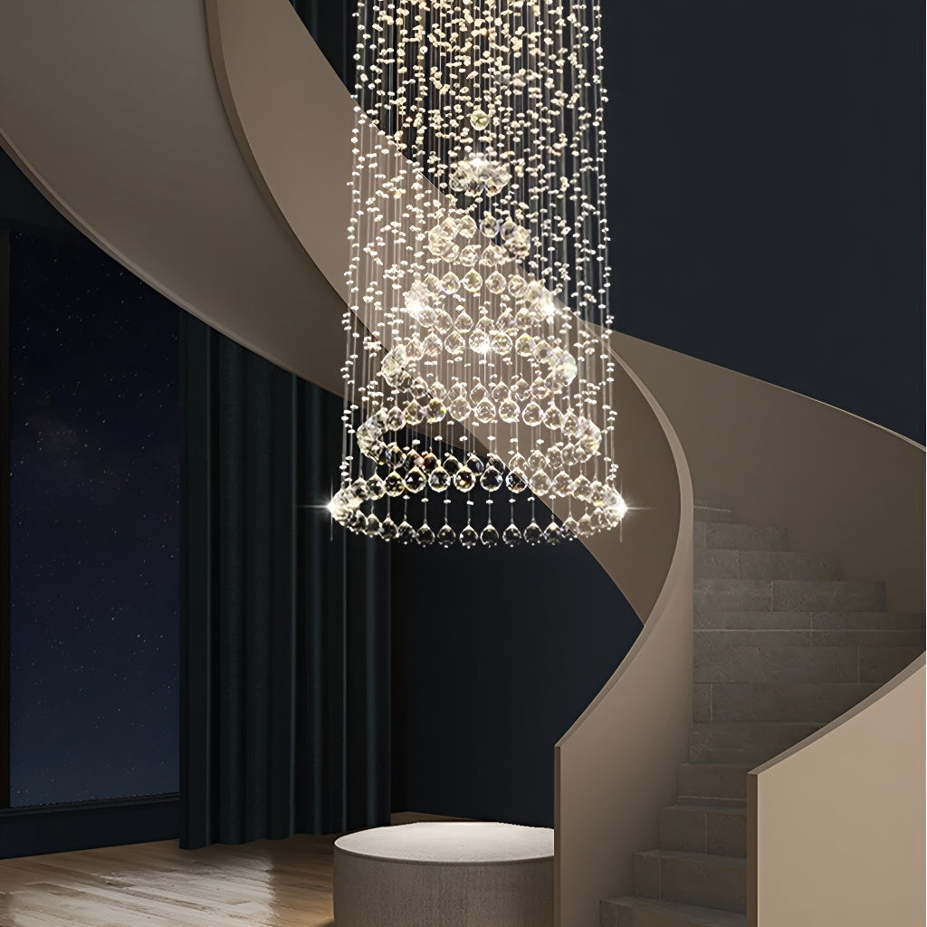 Contemporary Luxury Round Design Raindrop Crystal Chandelier