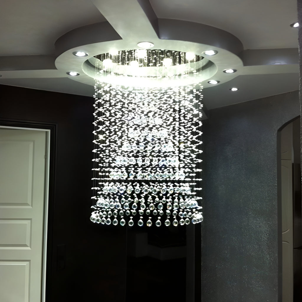 Contemporary Luxury Round Design Raindrop Crystal Chandelier