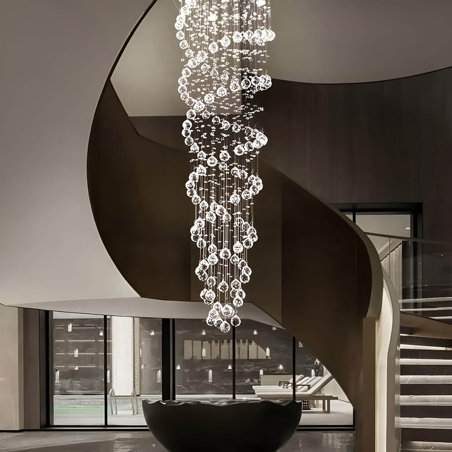 Double Spiral Modern Raindrop Chandelier - Staircase Chandelier