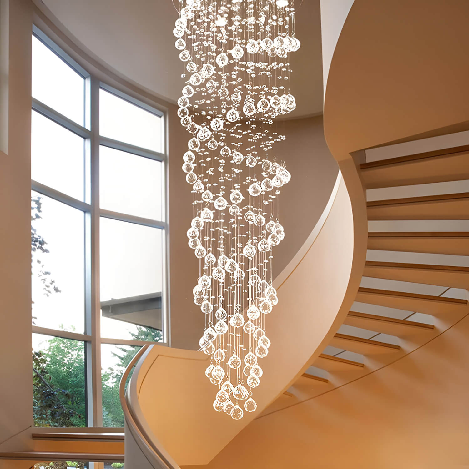 Double Spiral Modern Raindrop Chandelier - Staircase Chandelier