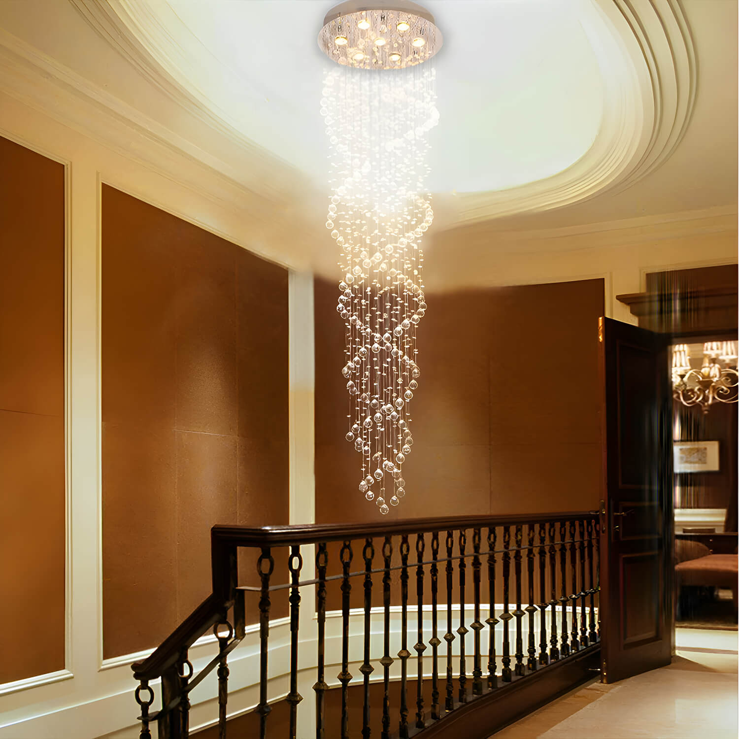 Double Spiral Modern Raindrop Chandelier - Staircase Chandelier