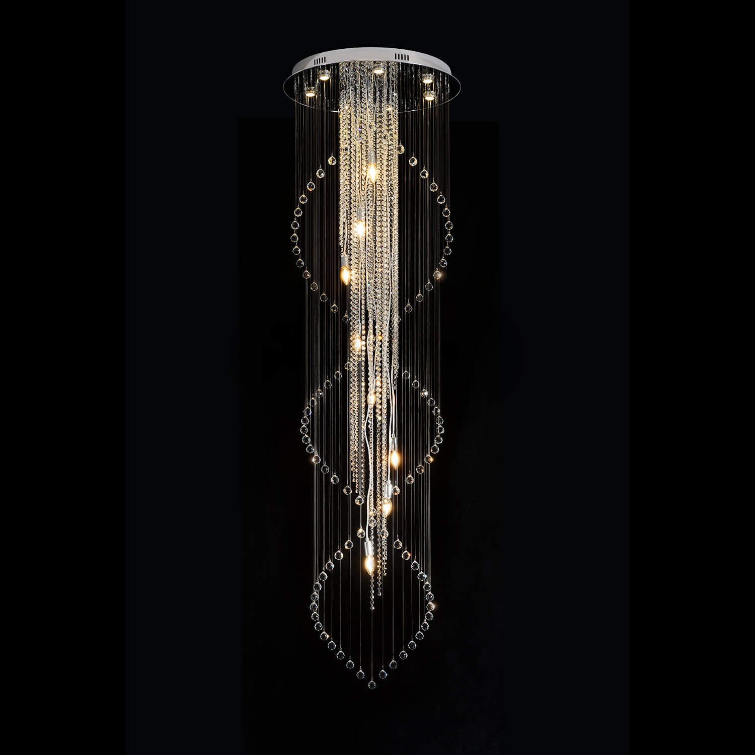 Double Spiral Raindrop Crystal Chandelier - Flush Mount Ceiling Light