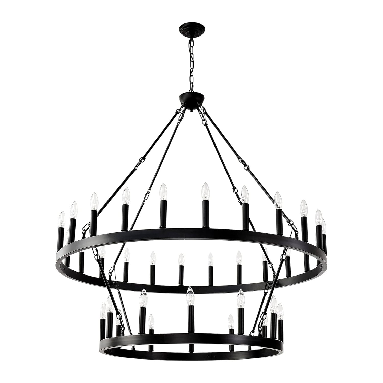 Double-Tier Iron Chandelier Industrial Rustic Lighting