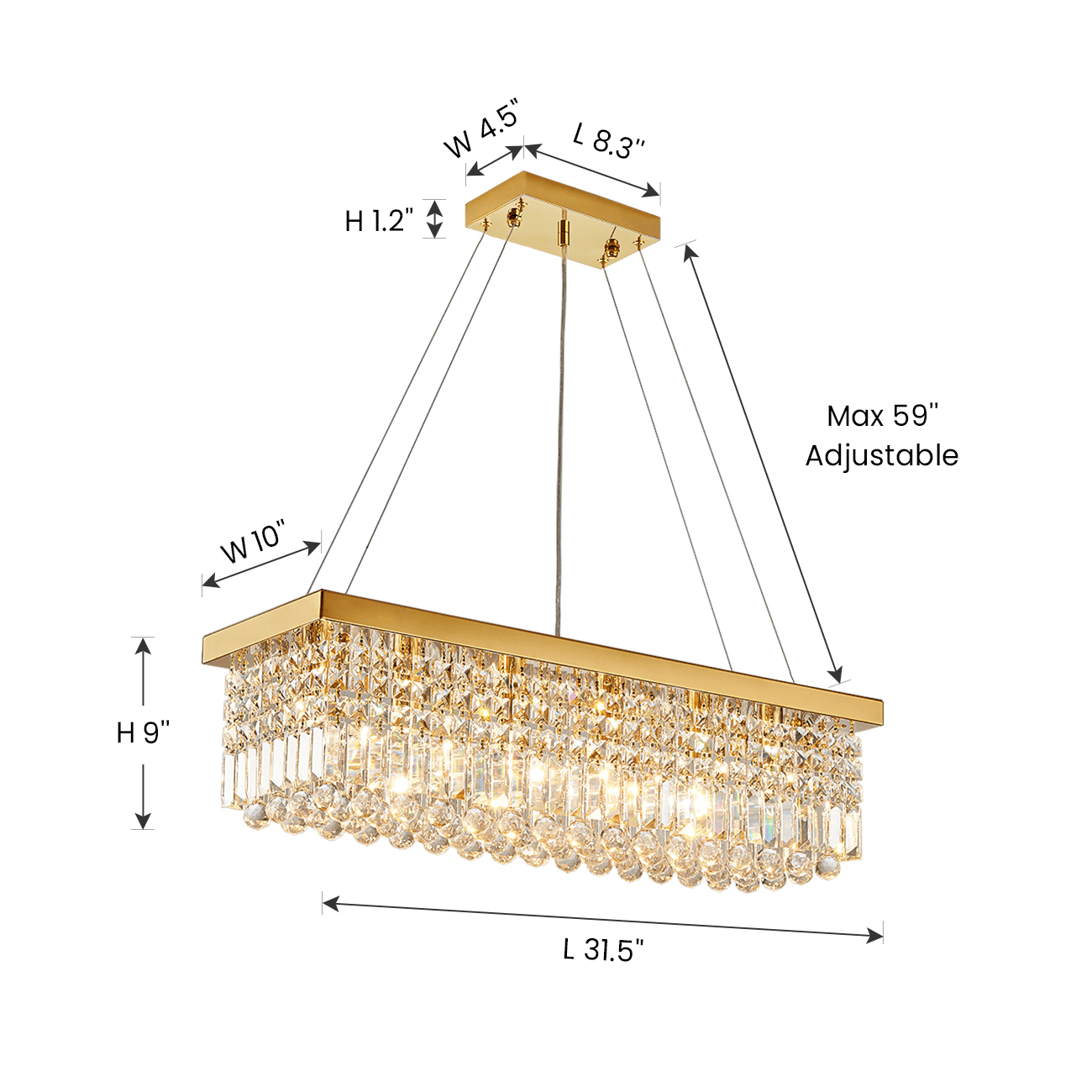 Elandor Gold Crystal Linear Chandelier