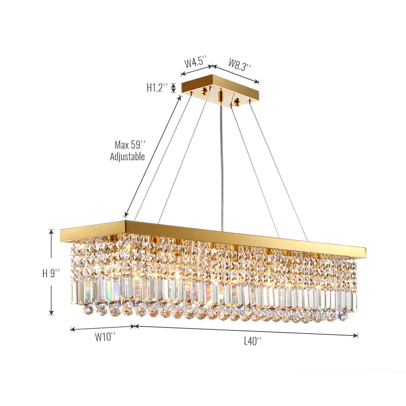 Elandor Gold Crystal Linear Chandelier