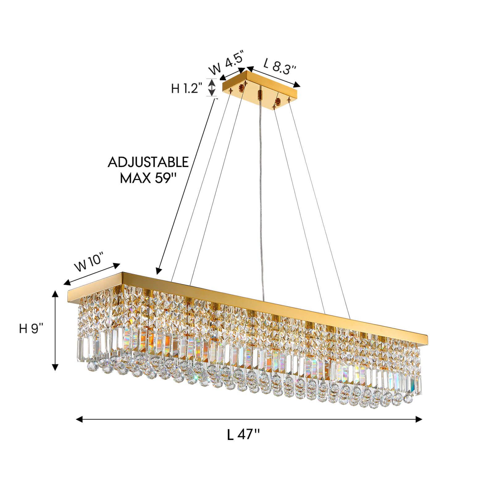 Elandor Gold Crystal Linear Chandelier