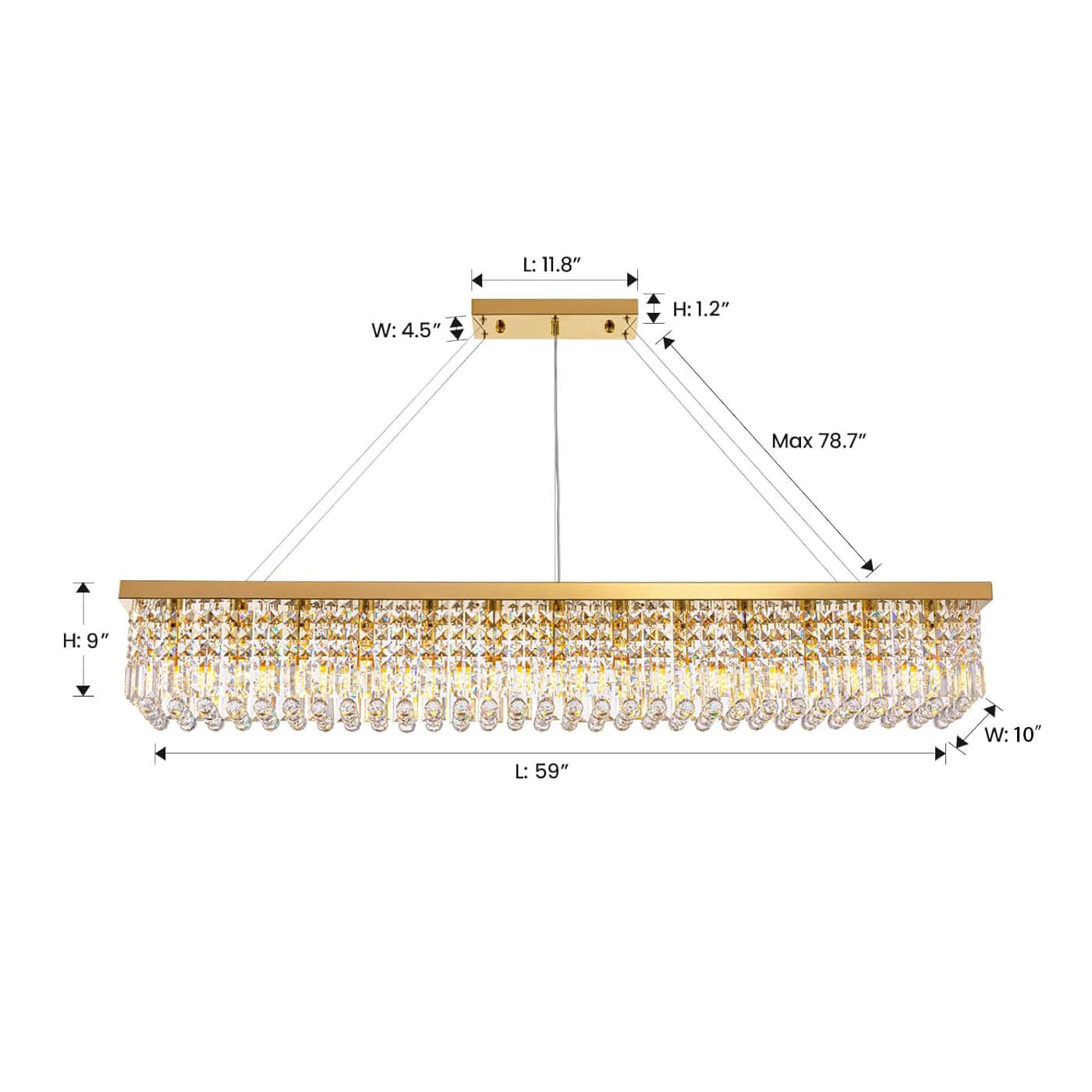 Elandor Gold Crystal Linear Chandelier