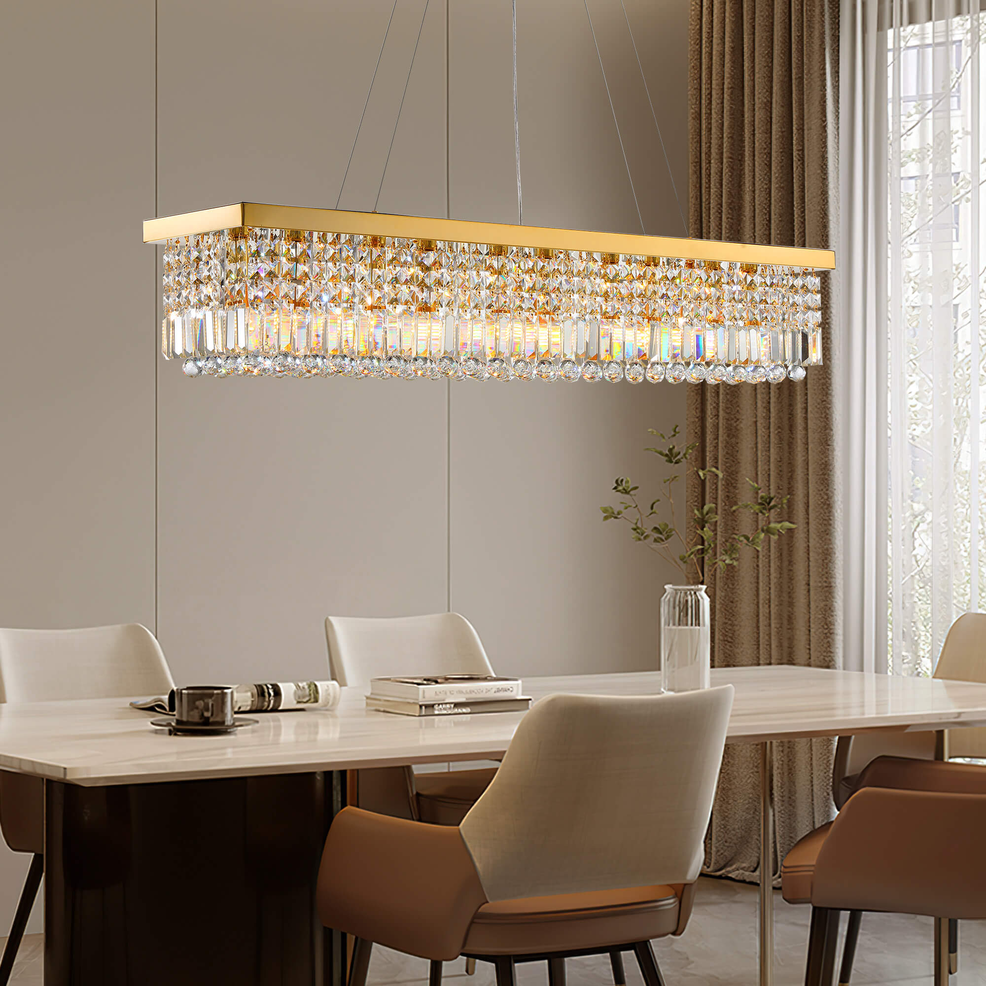 Elandor Gold Crystal Linear Chandelier