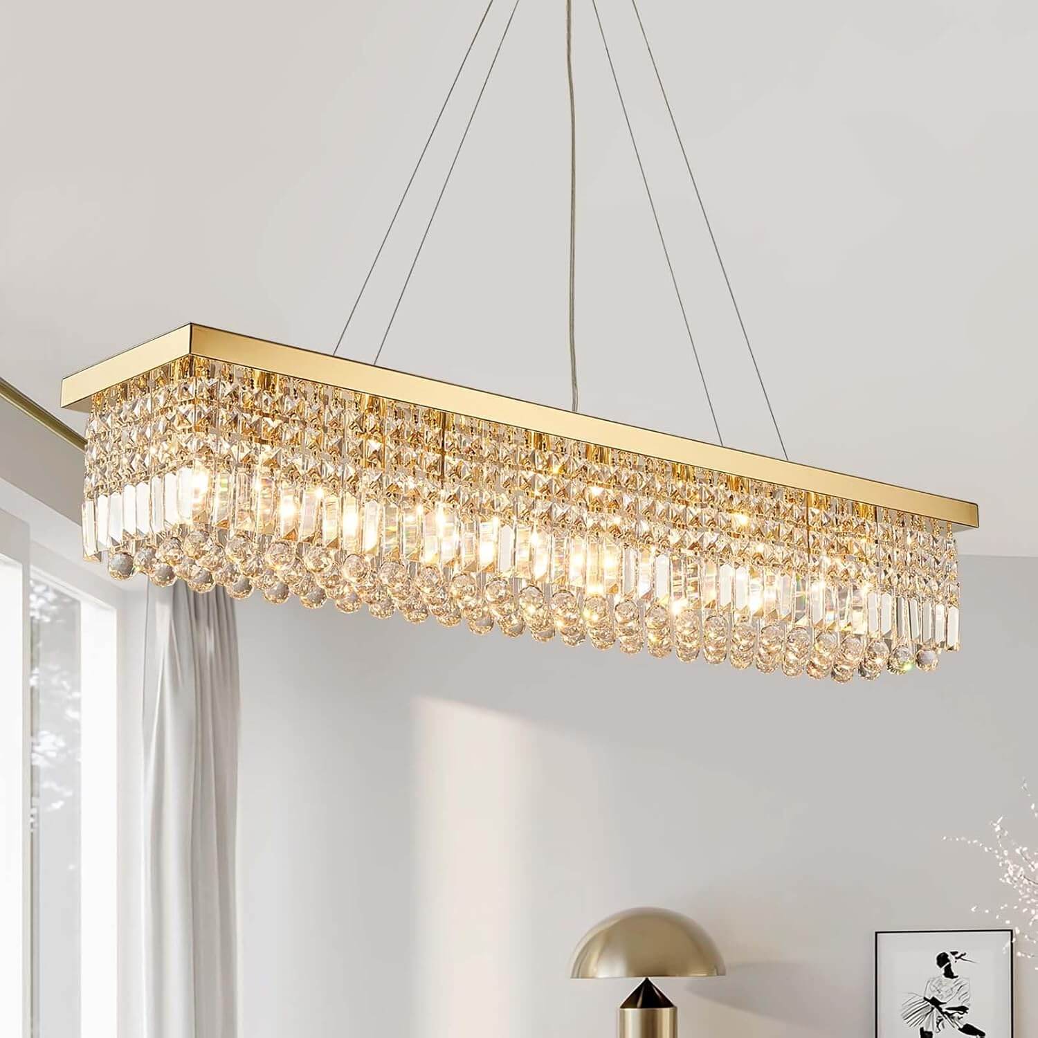 Elandor Gold Crystal Linear Chandelier