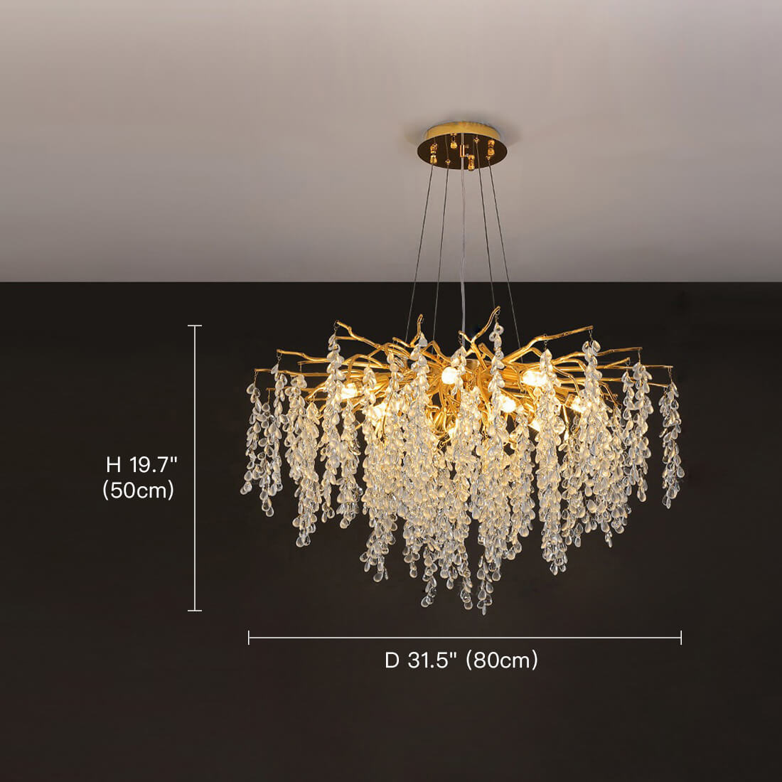 Elegant Luxury French Creative Branch Design with Tassel Glass Chandelier