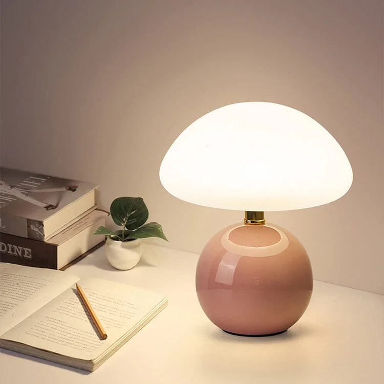 Chateau French Cream Ceramic Mushroom Table Lamp – Bauhaus-Inspired Design