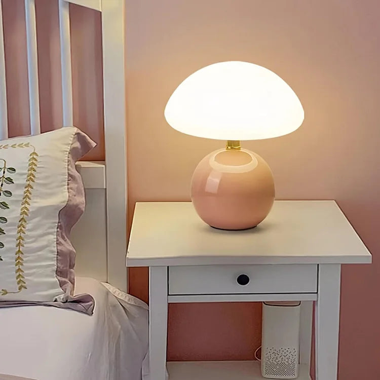 Chateau French Cream Ceramic Mushroom Table Lamp – Bauhaus-Inspired Design