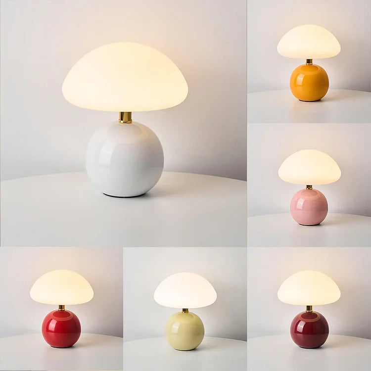 Chateau French Cream Ceramic Mushroom Table Lamp – Bauhaus-Inspired Design