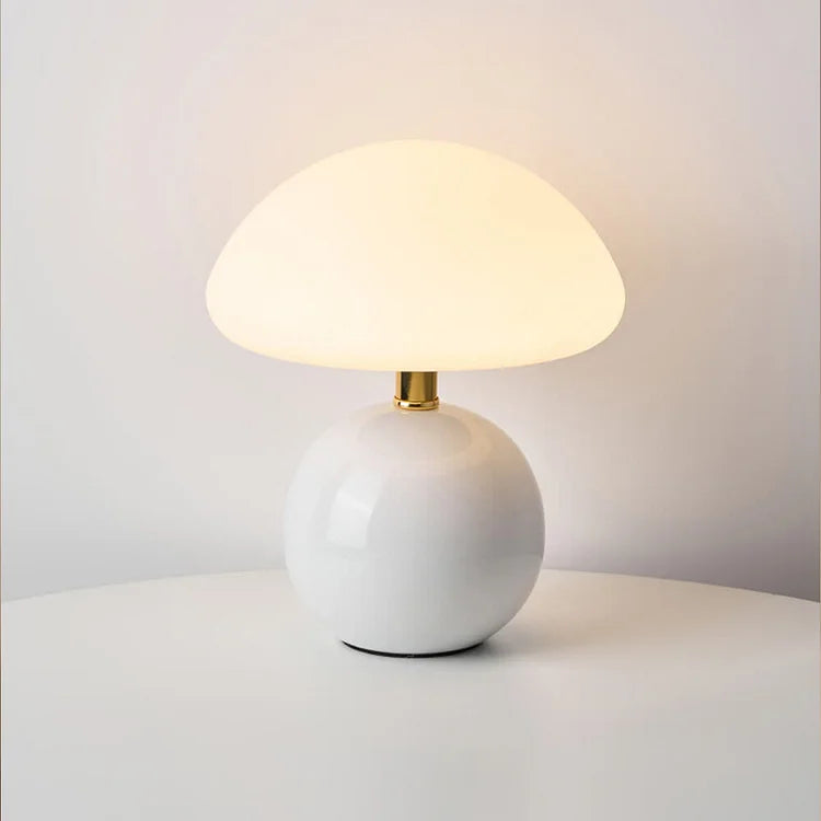 Chateau French Cream Ceramic Mushroom Table Lamp – Bauhaus-Inspired Design