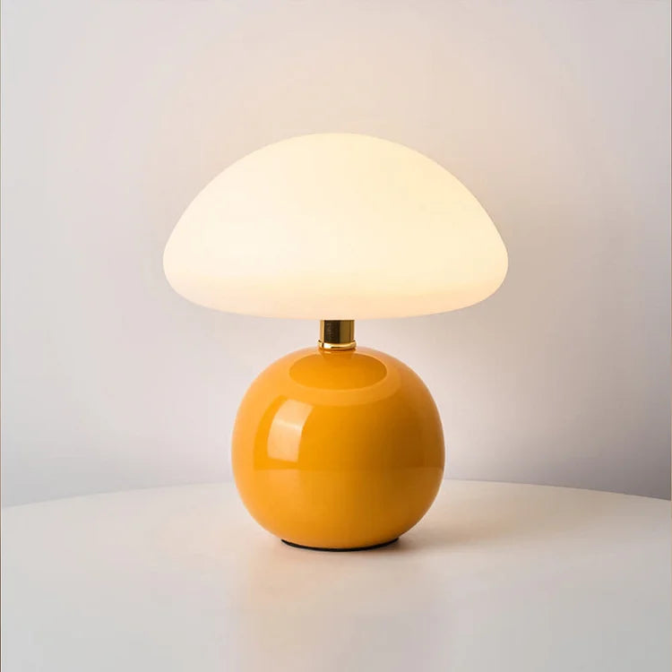 Chateau French Cream Ceramic Mushroom Table Lamp – Bauhaus-Inspired Design