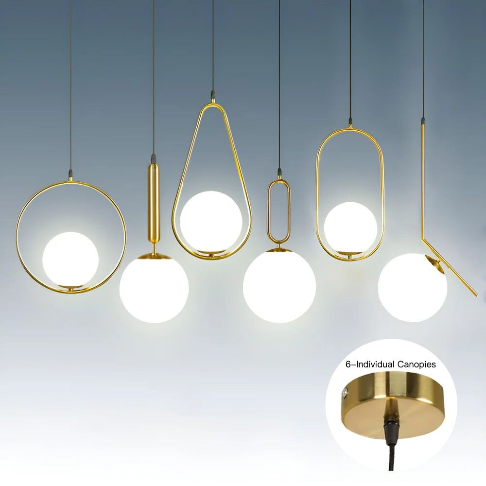 Glass Pendant Round Light in Modern Minimalist Style