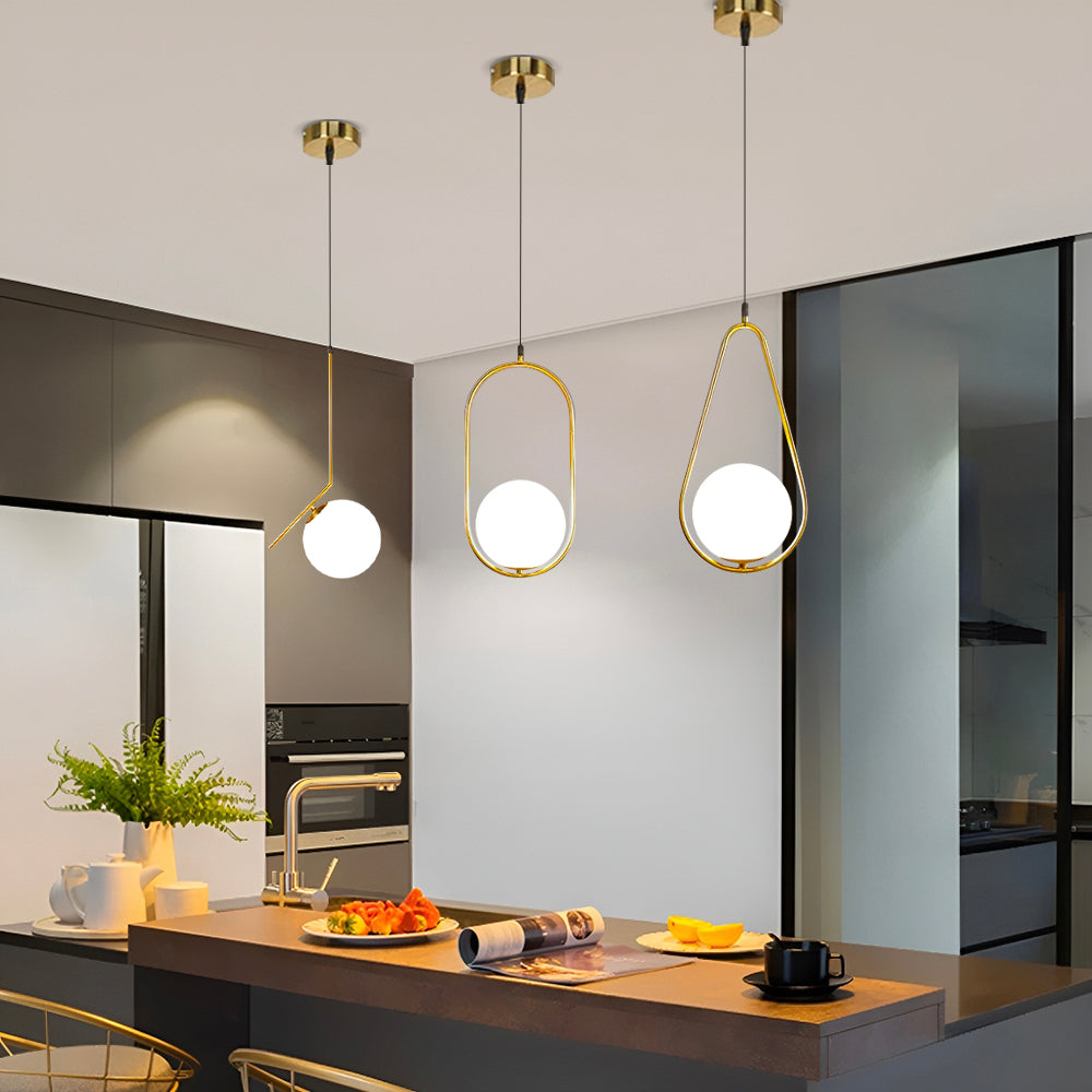 Glass Pendant Round Light in Modern Minimalist Style