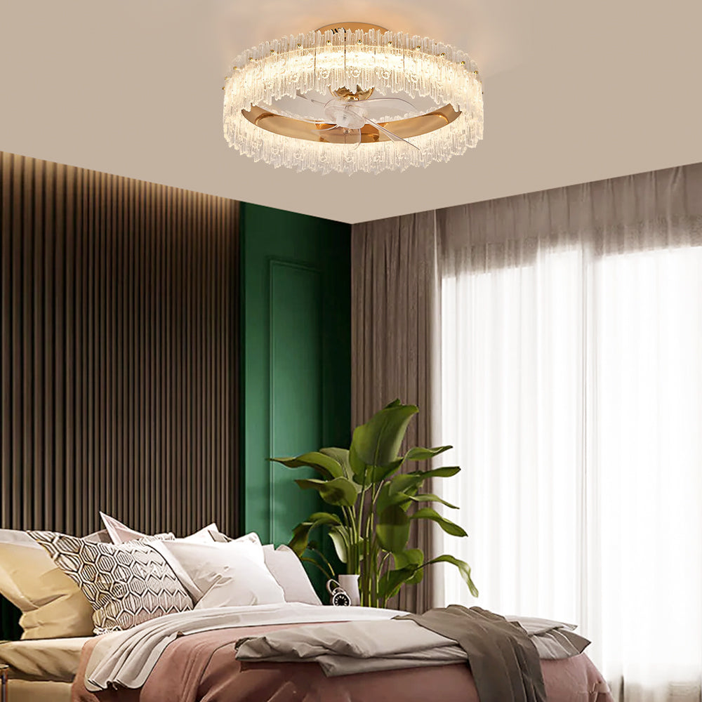 Gold Crystal Oscillating Ceiling Fan Light