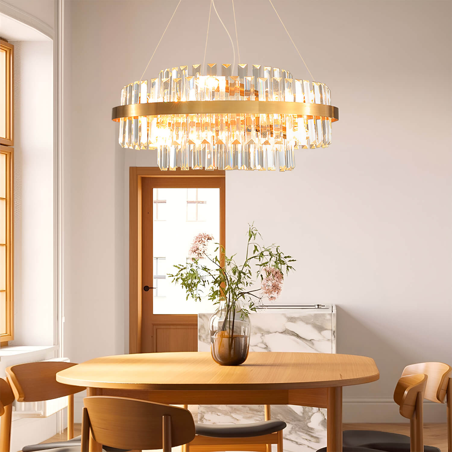 Golden Modern Light Luxury Glass Chandelier