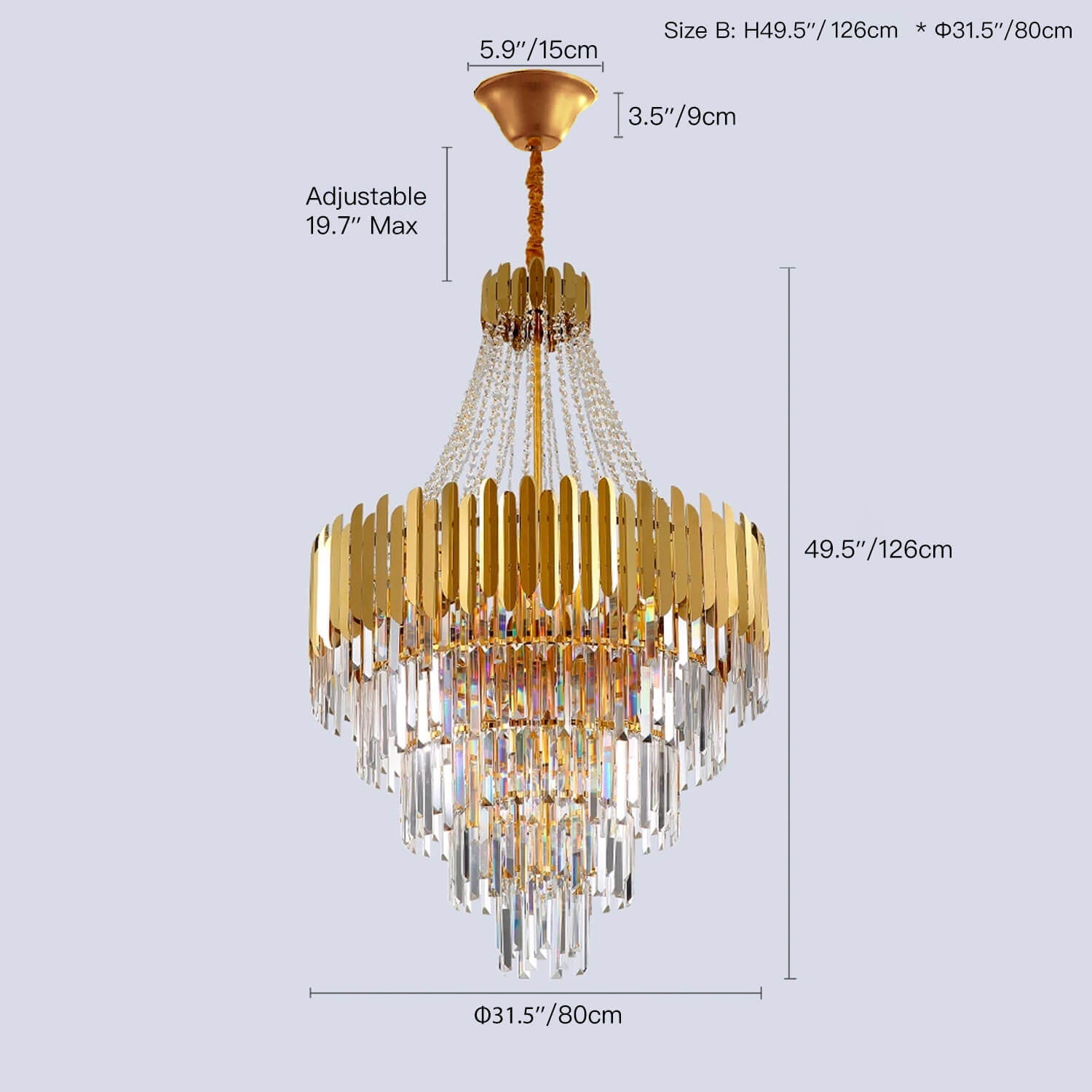 Golden Modern Luxury Crystal Chandelier For Foyer and Entryway