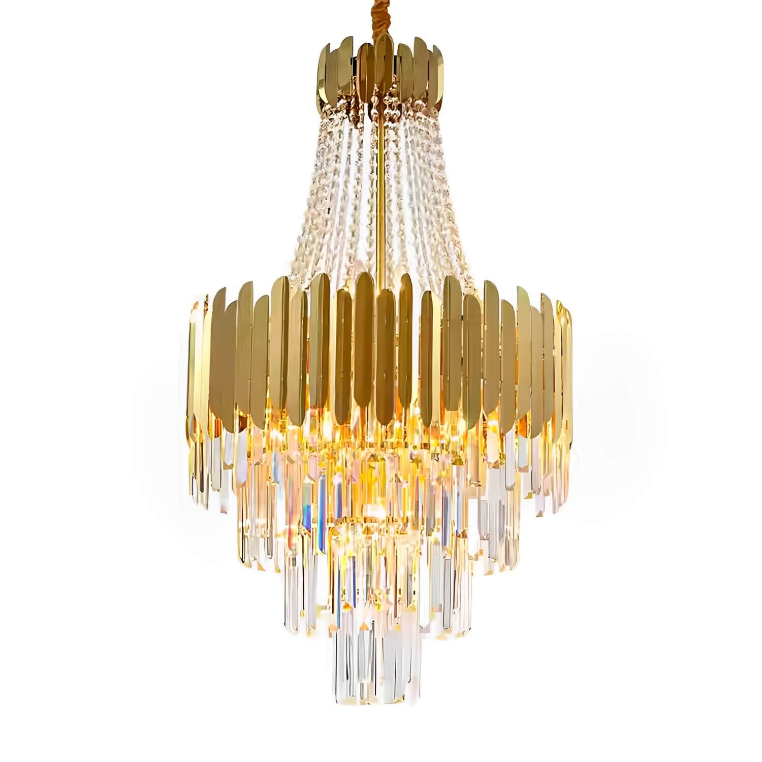 Golden Modern Luxury Crystal Chandelier For Foyer and Entryway