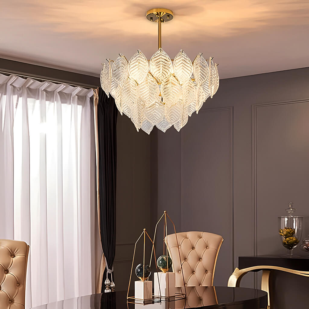 Leaf-Shape French-style Luxurious Crystal Chandelier - Modern  Living Room