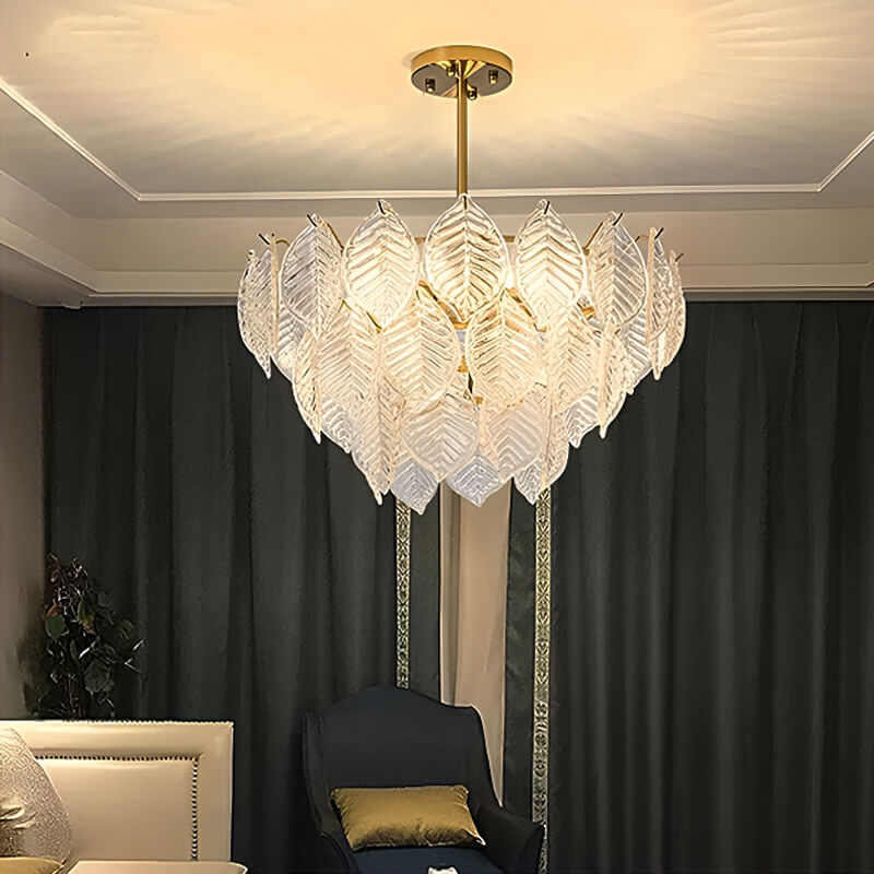 Leaf-Shape French-style Luxurious Crystal Chandelier - Modern  Living Room