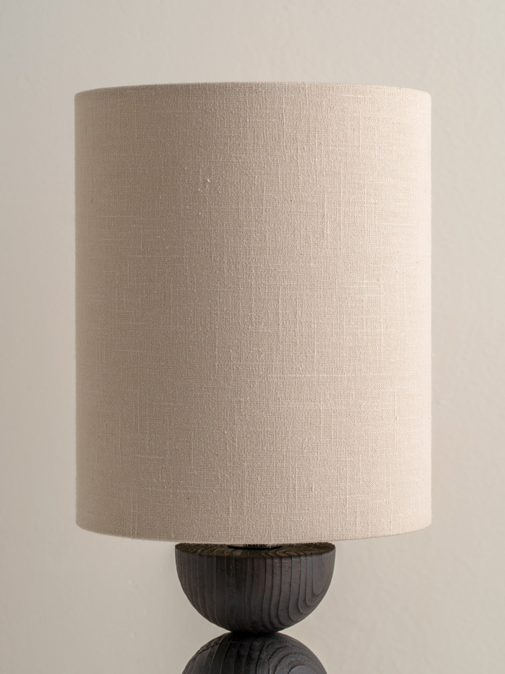 Aska - small charred wood and natural linen table lamp