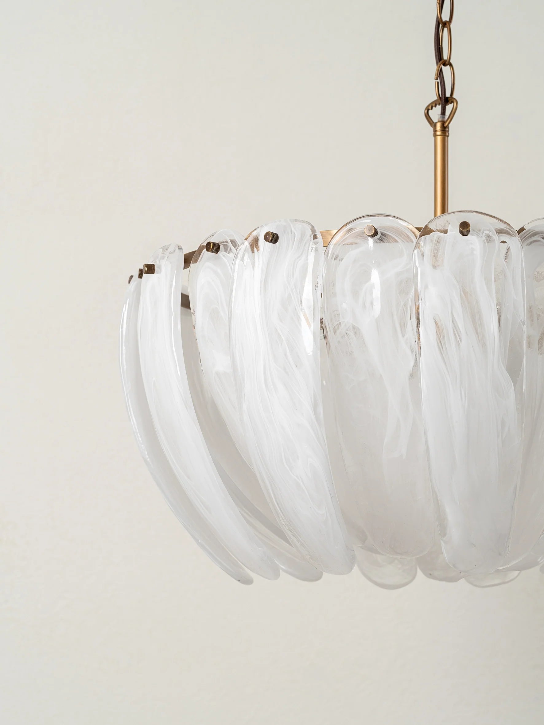 Astera - 4 light alabaster curved glass chandelier