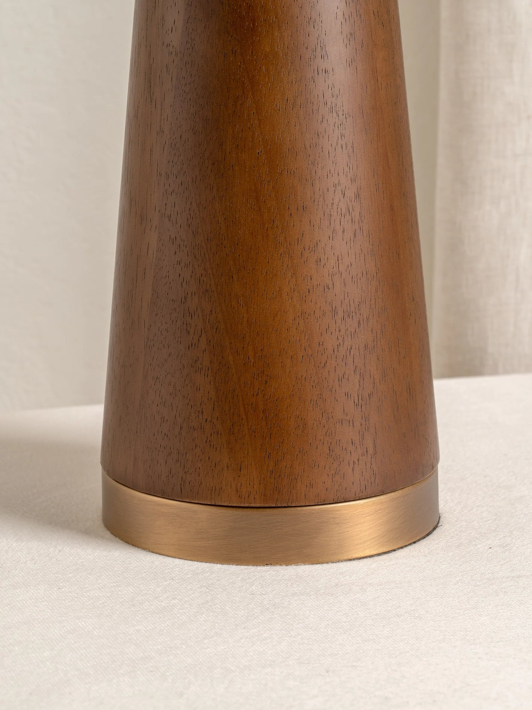 Baneza - aged brass and wood cone table lamp