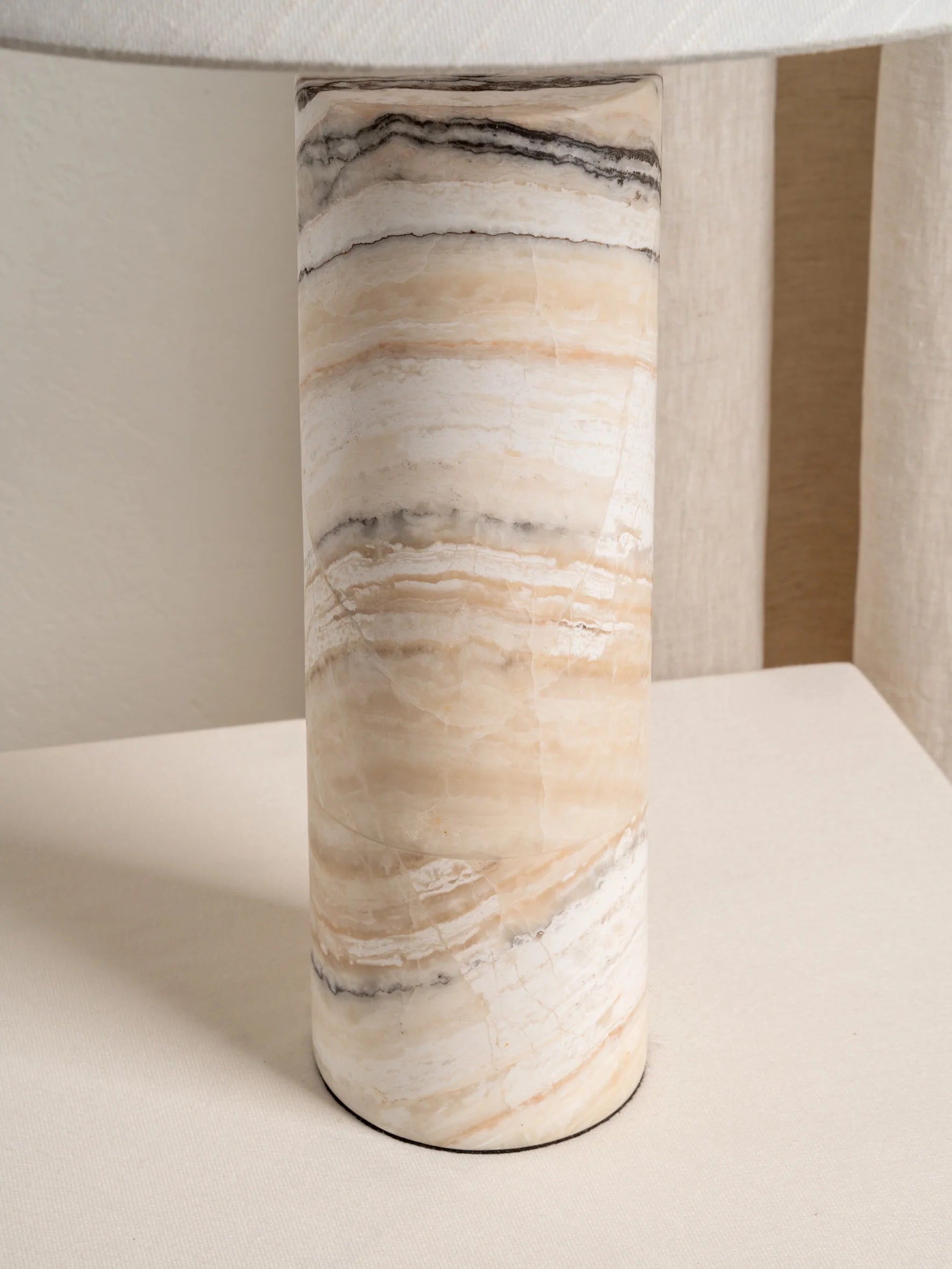 Barola - white Onyx cylinder table lamp