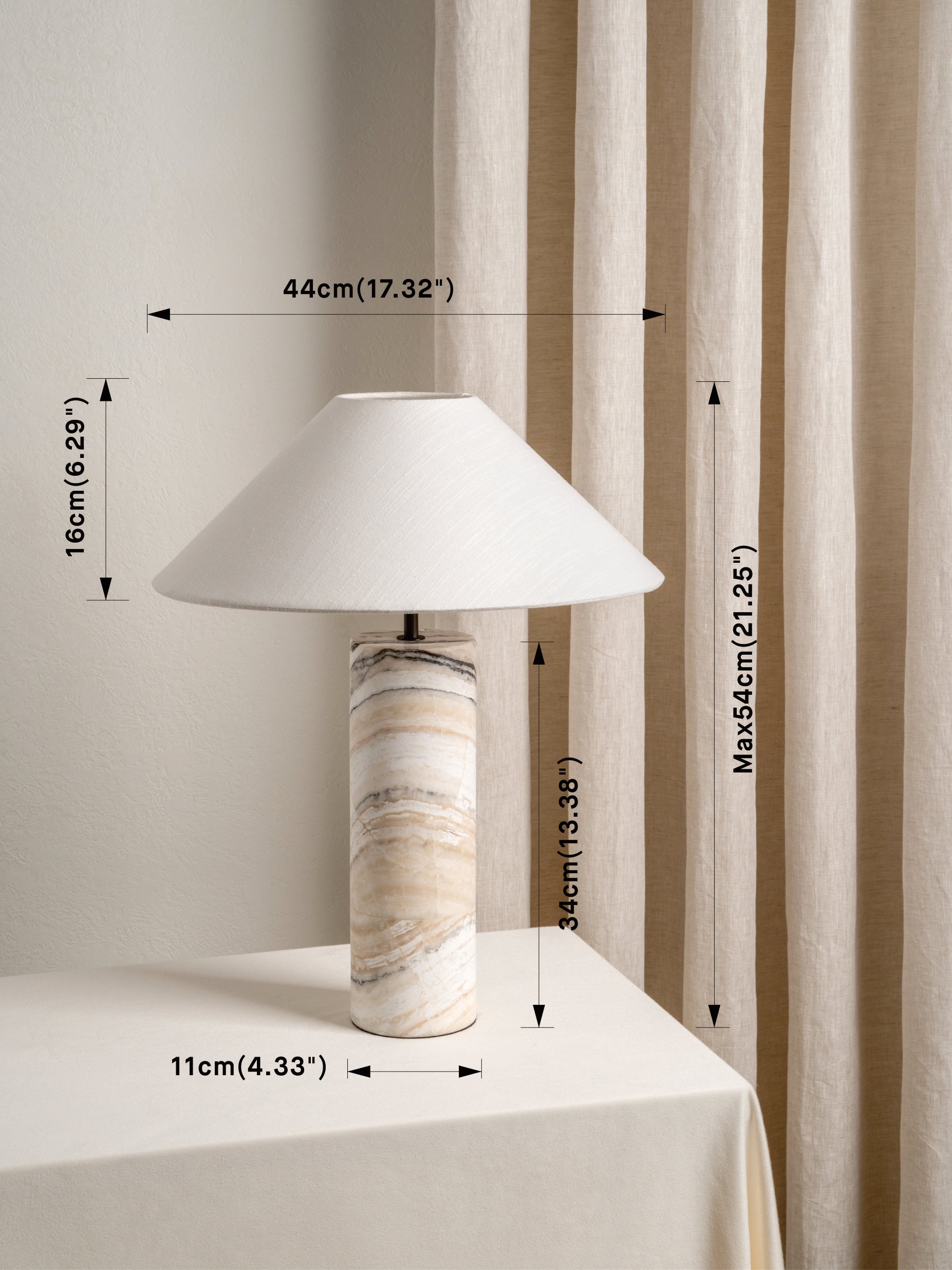 Barola - white Onyx cylinder table lamp