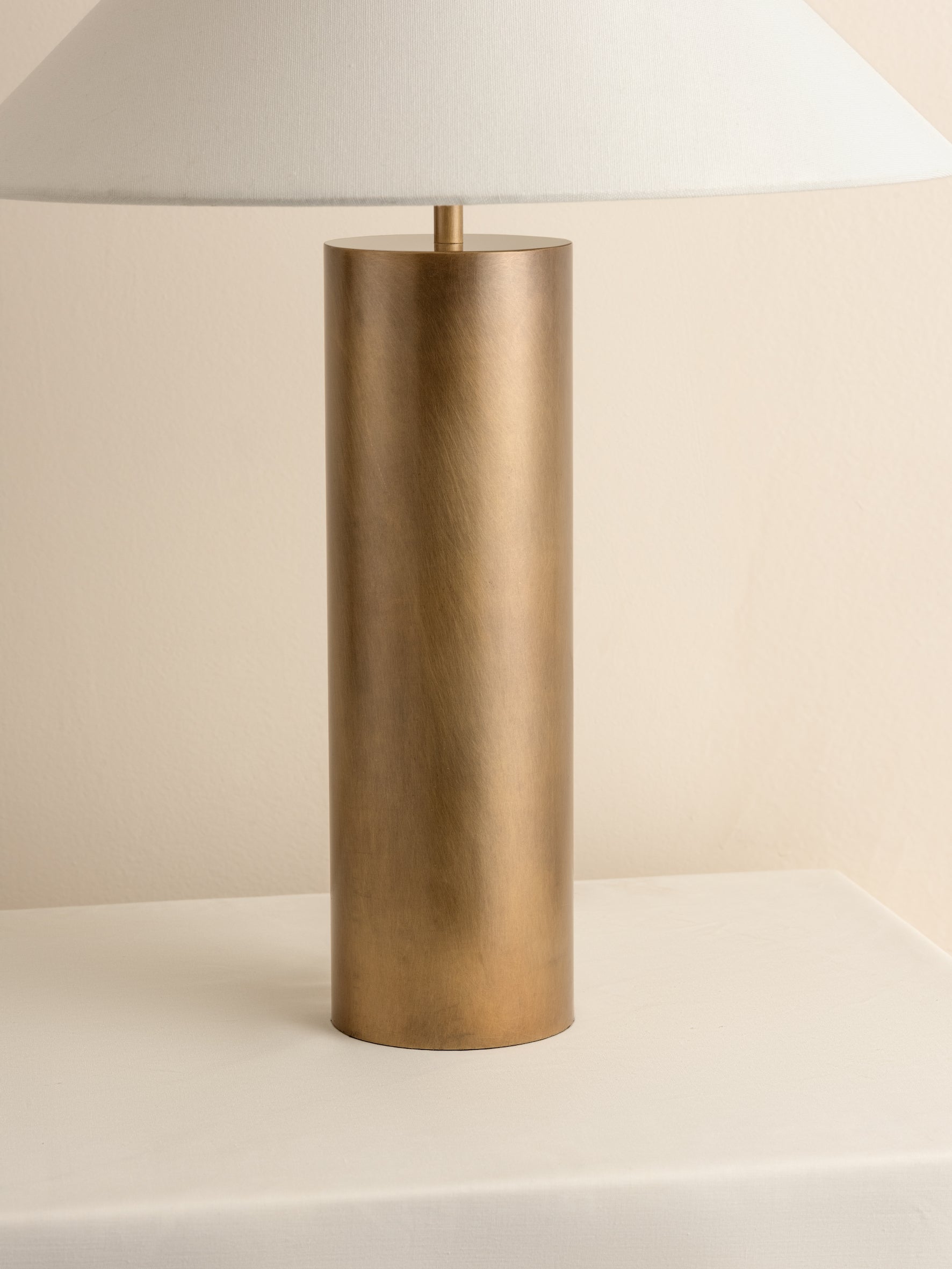 Bleeker - aged brass and linen table lamp