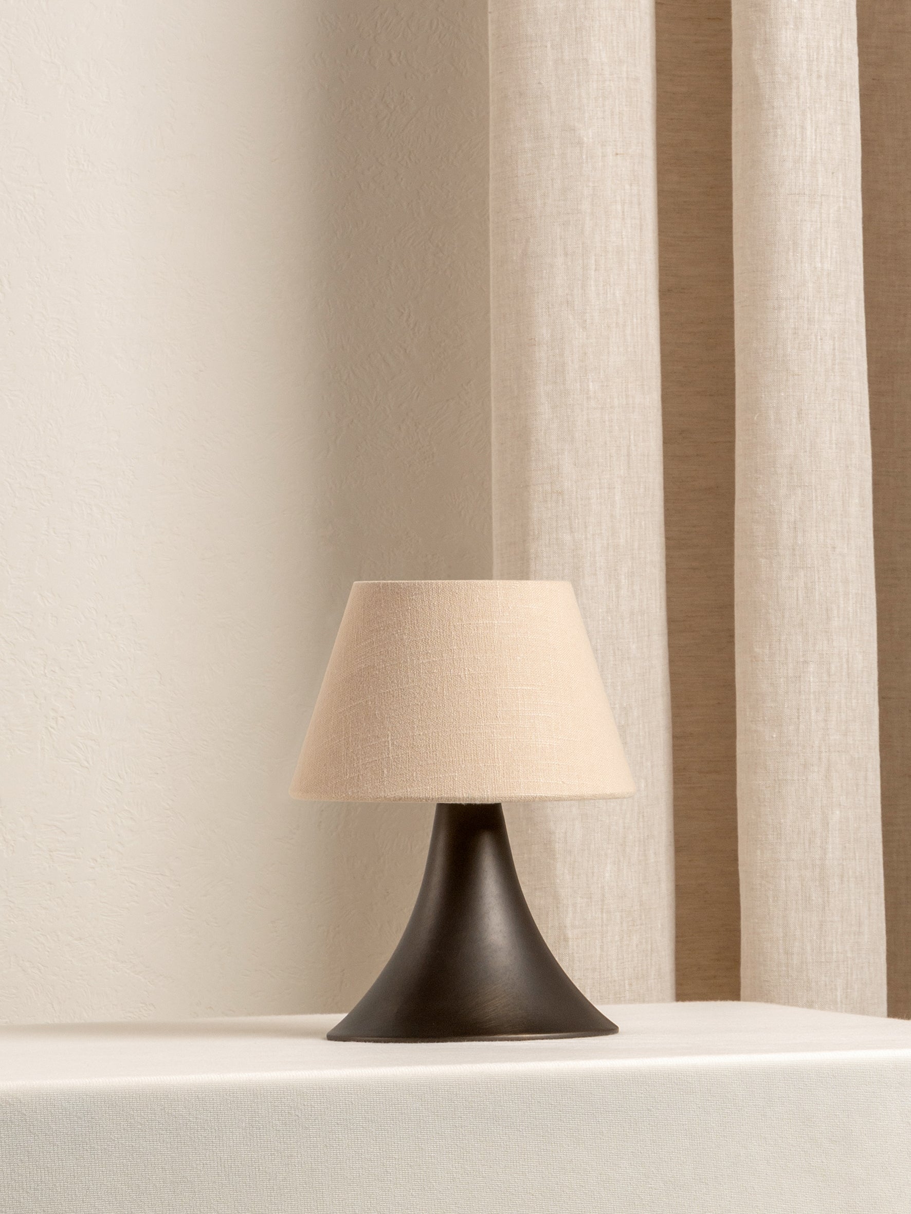 Cenare - bronze and linen rechargeable table lamp