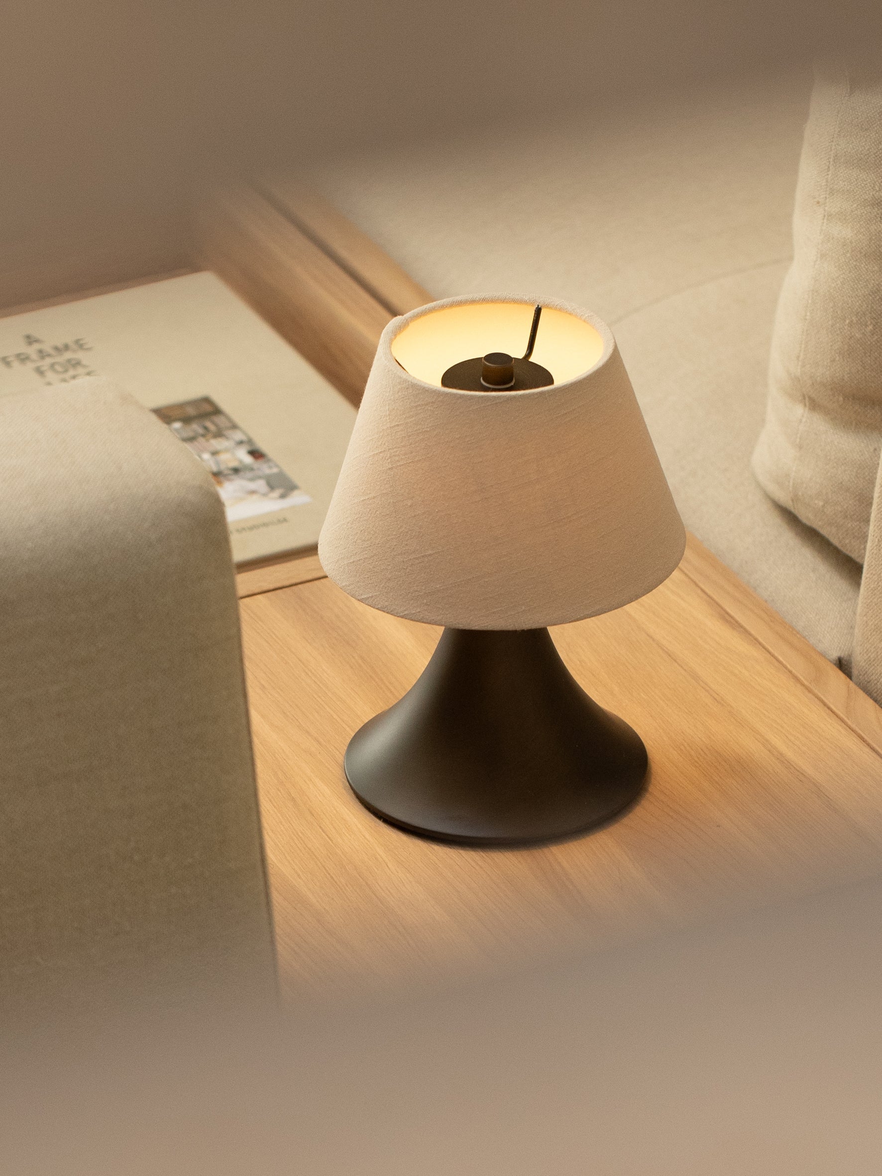 Cenare - bronze and linen rechargeable table lamp