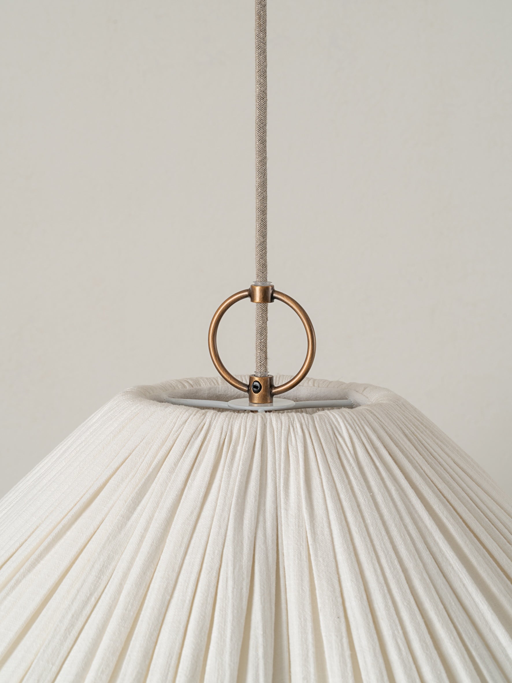 Lindi - aged brass and linen oversized scalloped pendant