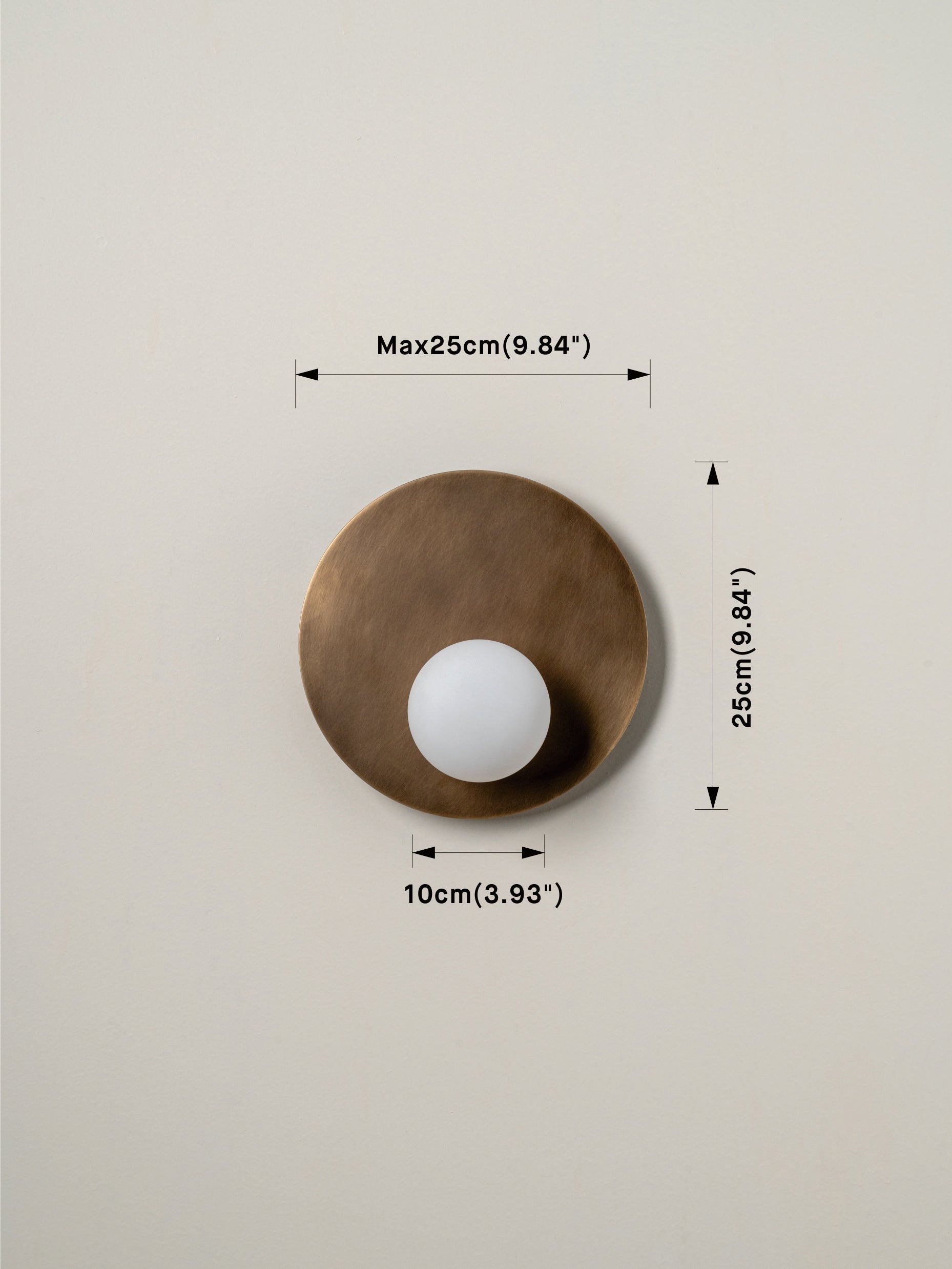 Luna - aged brass and opal disc wall light