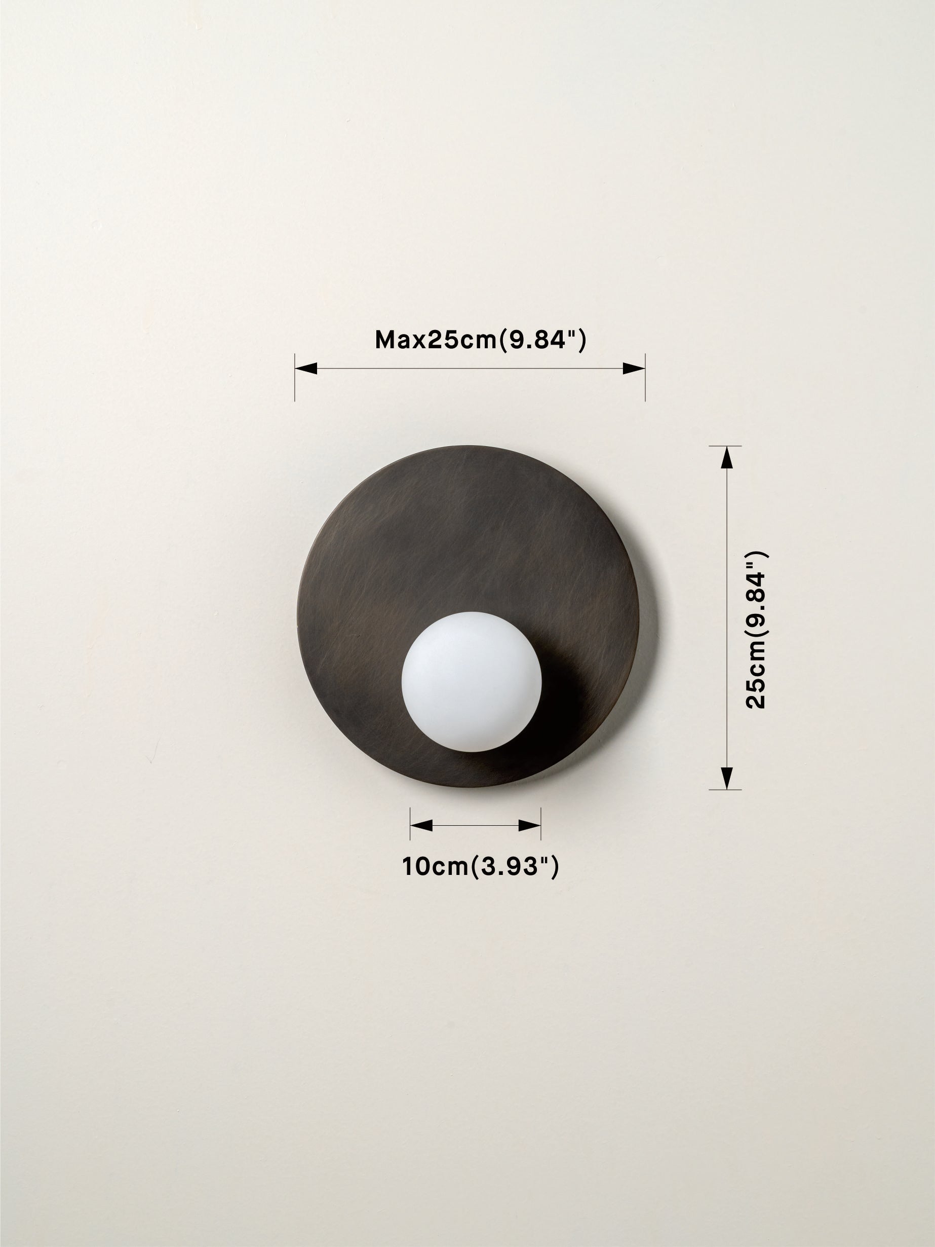 Luna - bronze and opal disc wall light