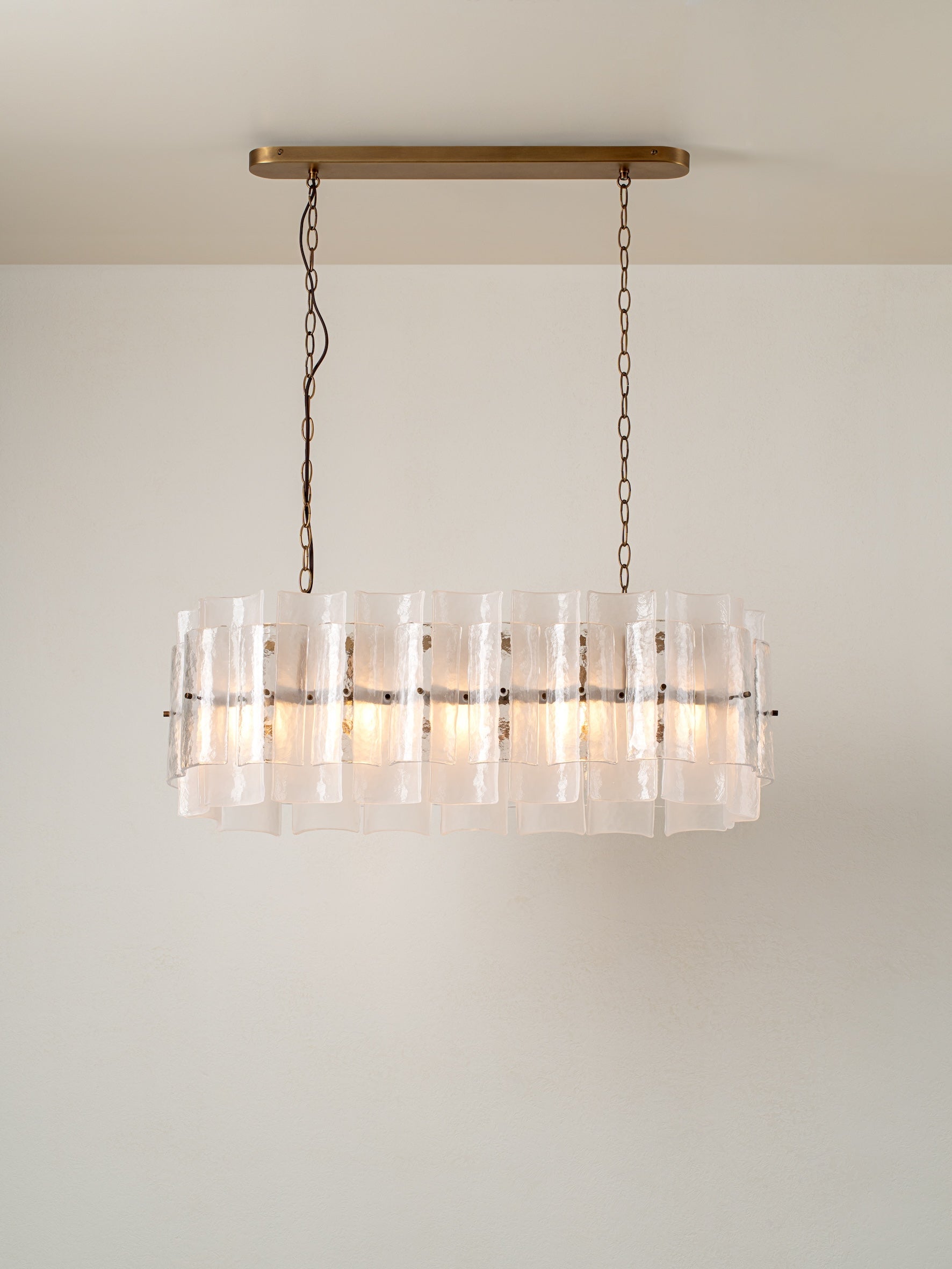 Pazo - 5 light layered textured glass oval chandelier