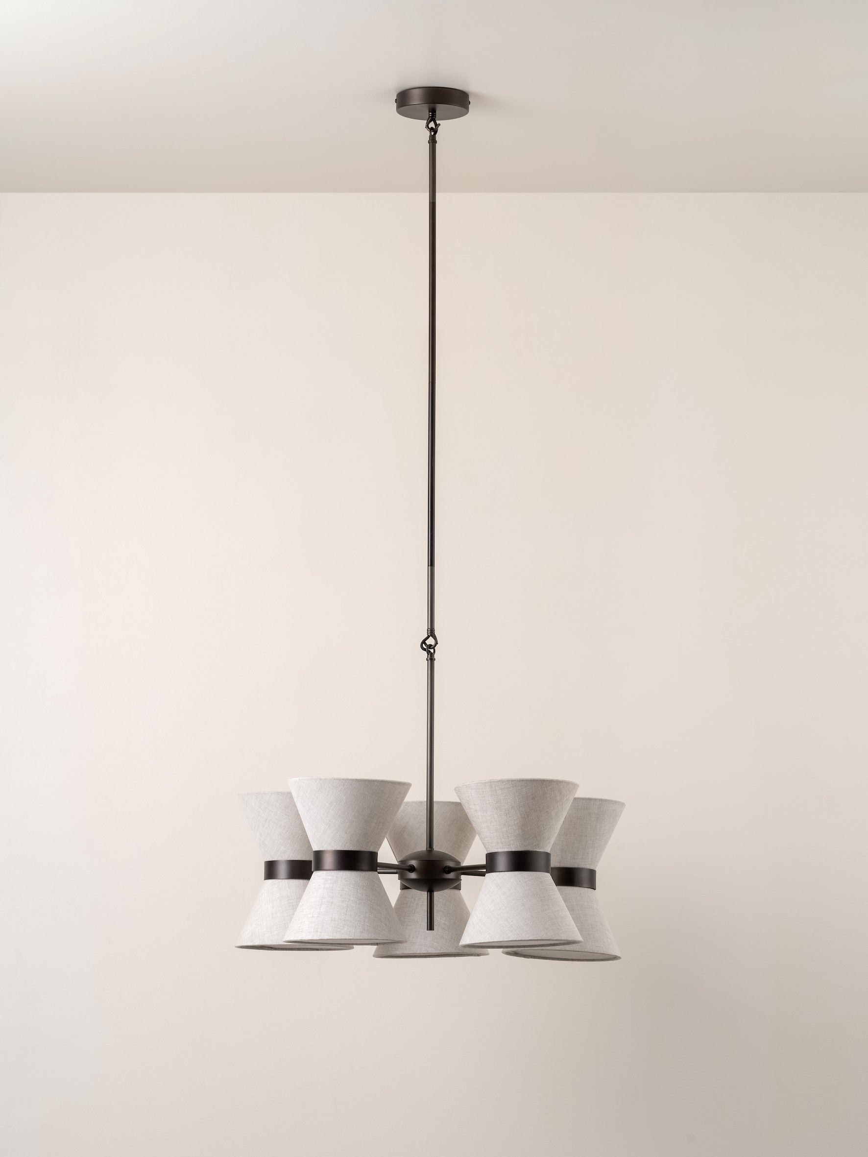 Renwick - 5 light linen and bronze pendant