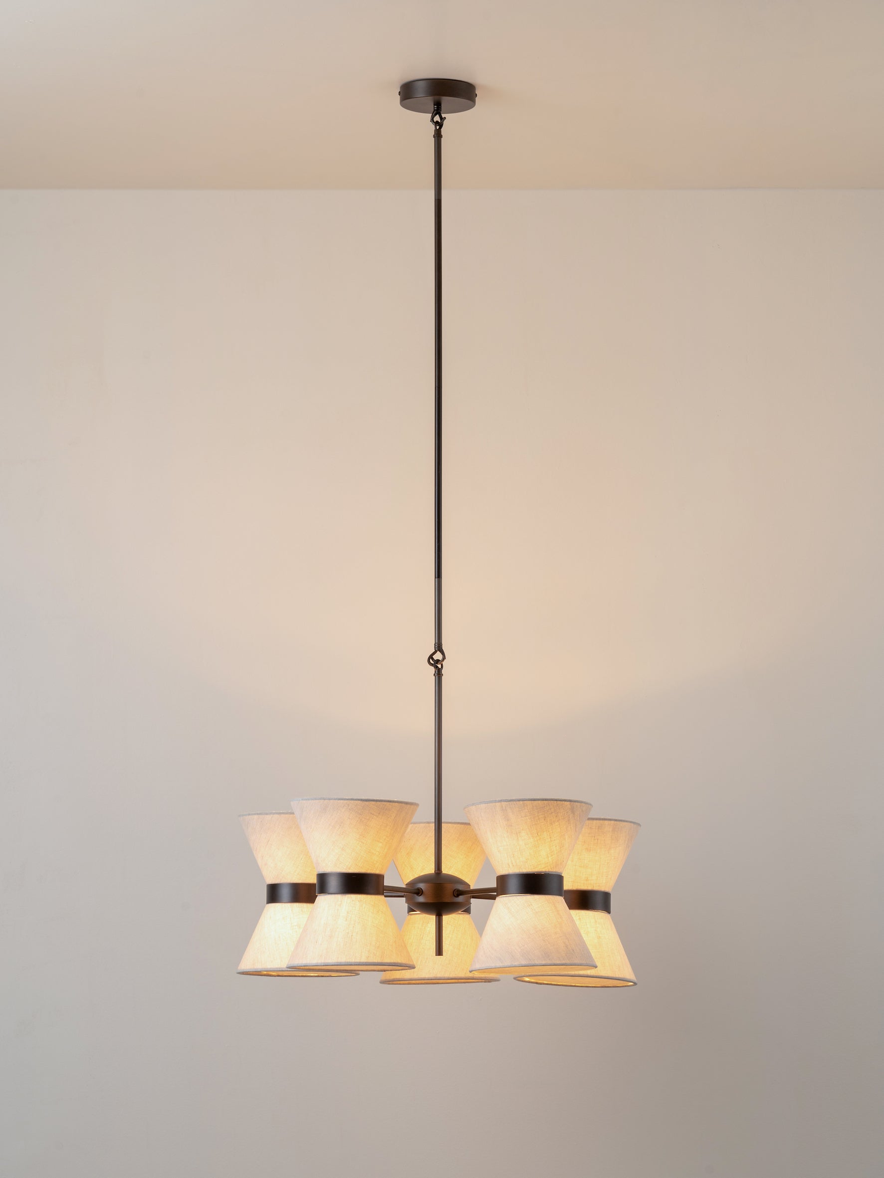 Renwick - 5 light linen and bronze pendant