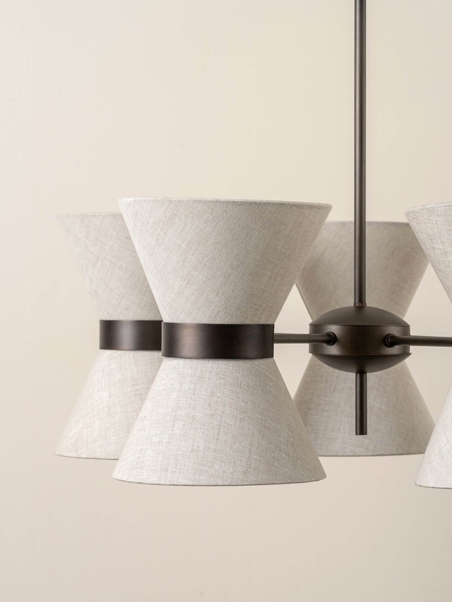 Renwick - 5 light linen and bronze pendant