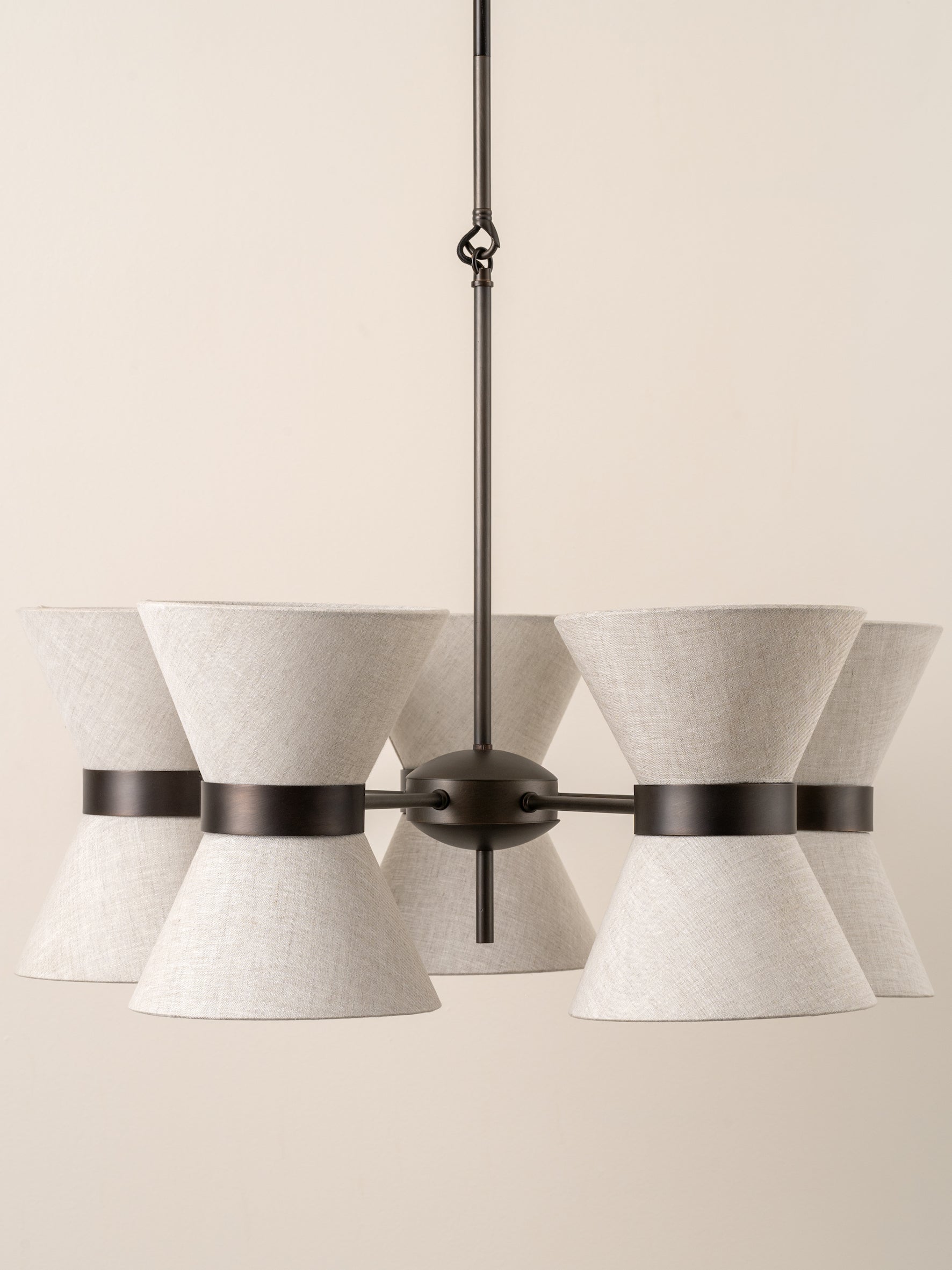 Renwick - 5 light linen and bronze pendant