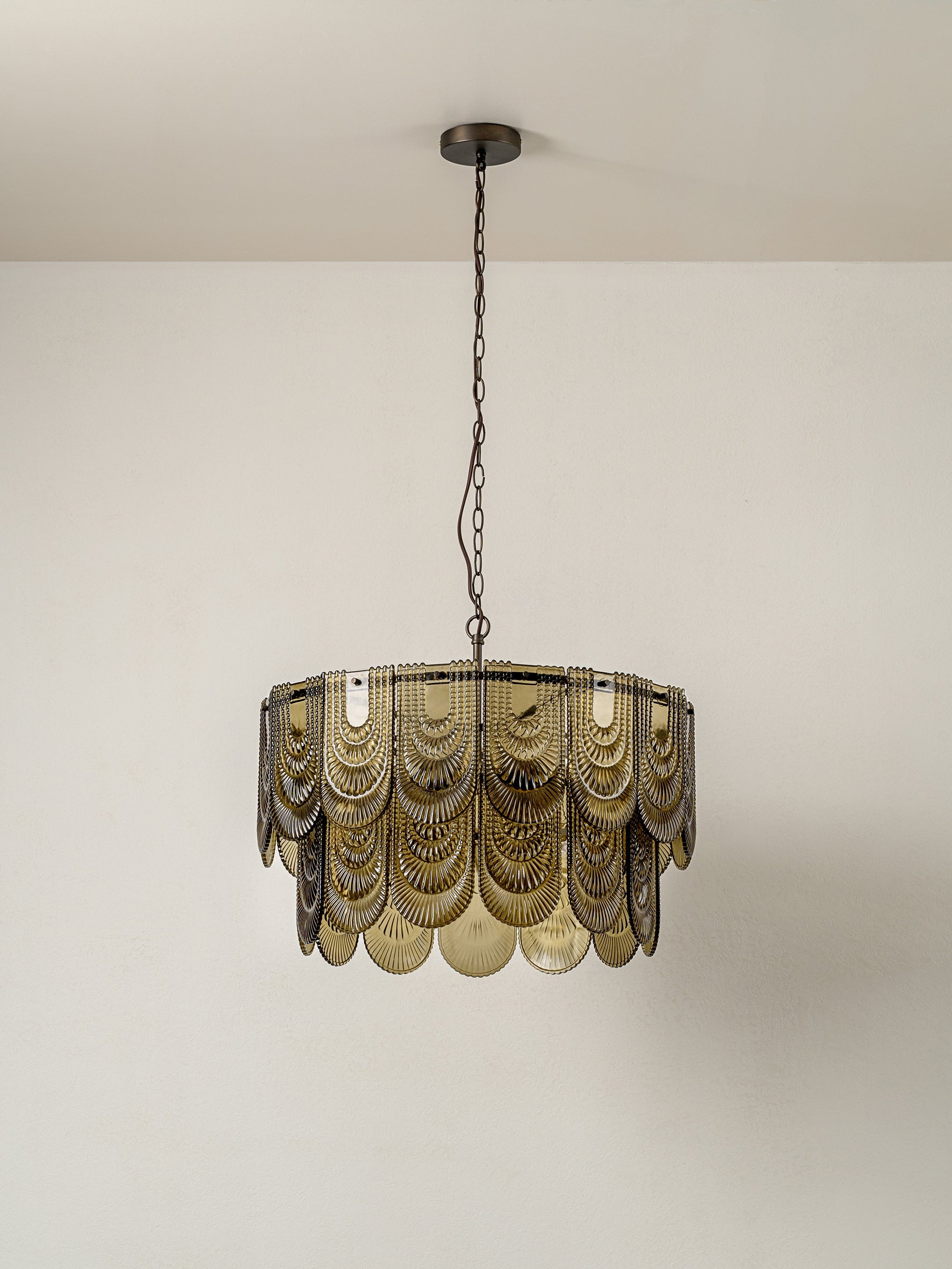 Selmes - 4 light bronze and smoked green glass chandelier