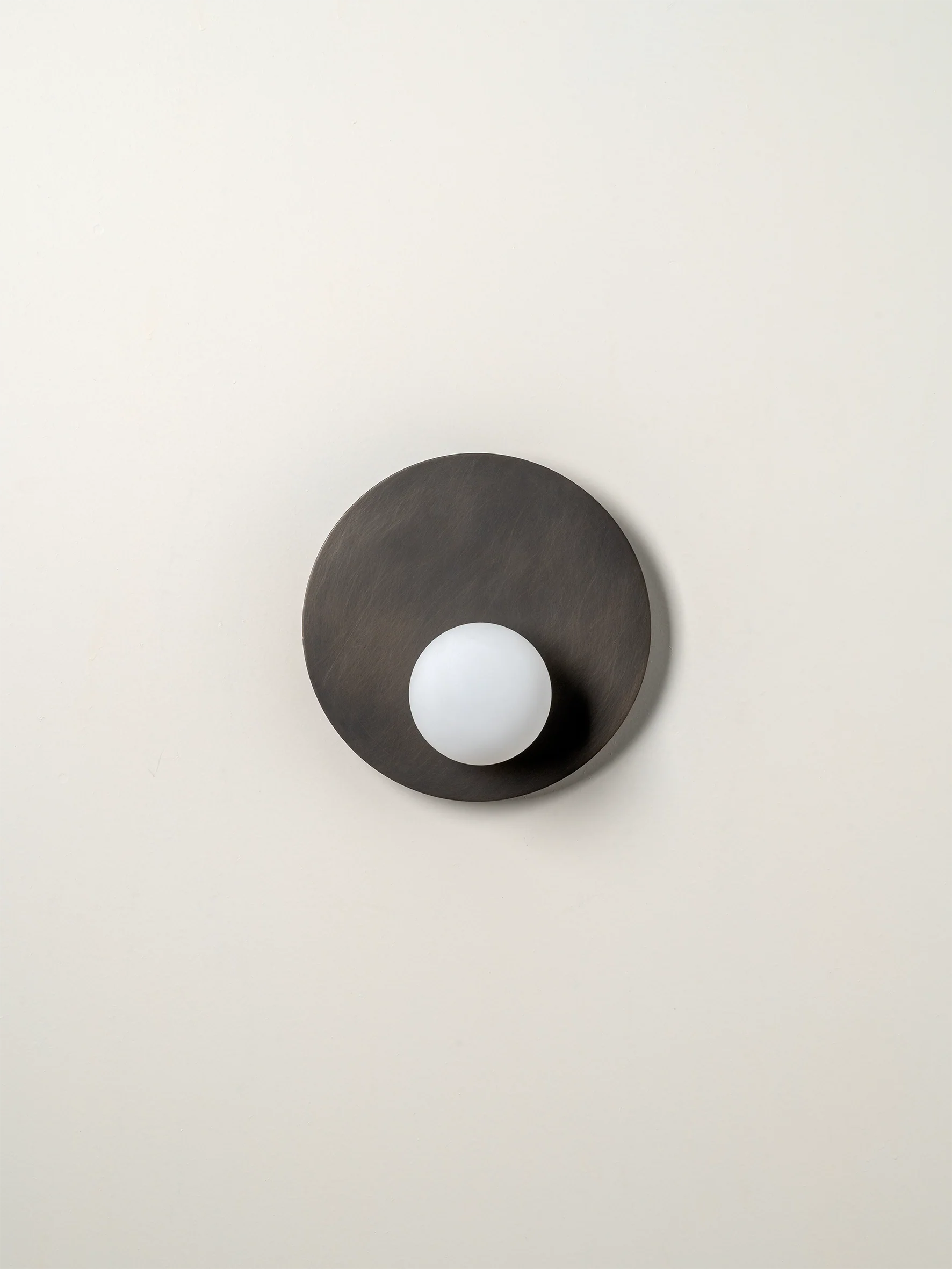 Luna - bronze and opal disc wall light